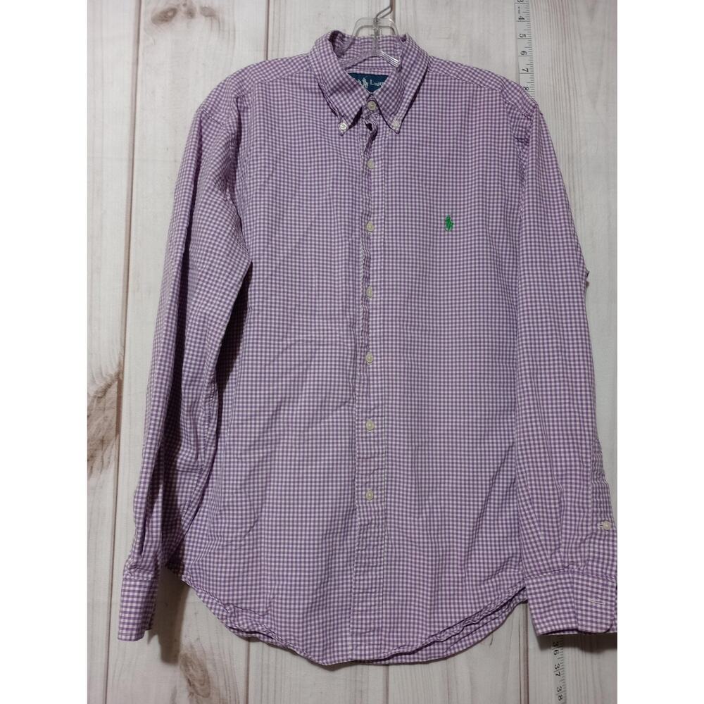 Ralph Lauren Shirt Mens Large‎ Gingham Check Classic Fit Button Down Dress Shirt